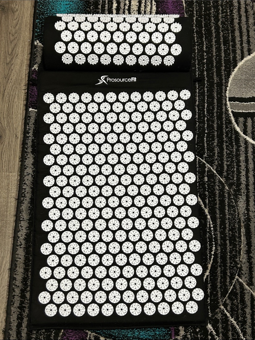 Black Acupressure Mat and Pillow Set